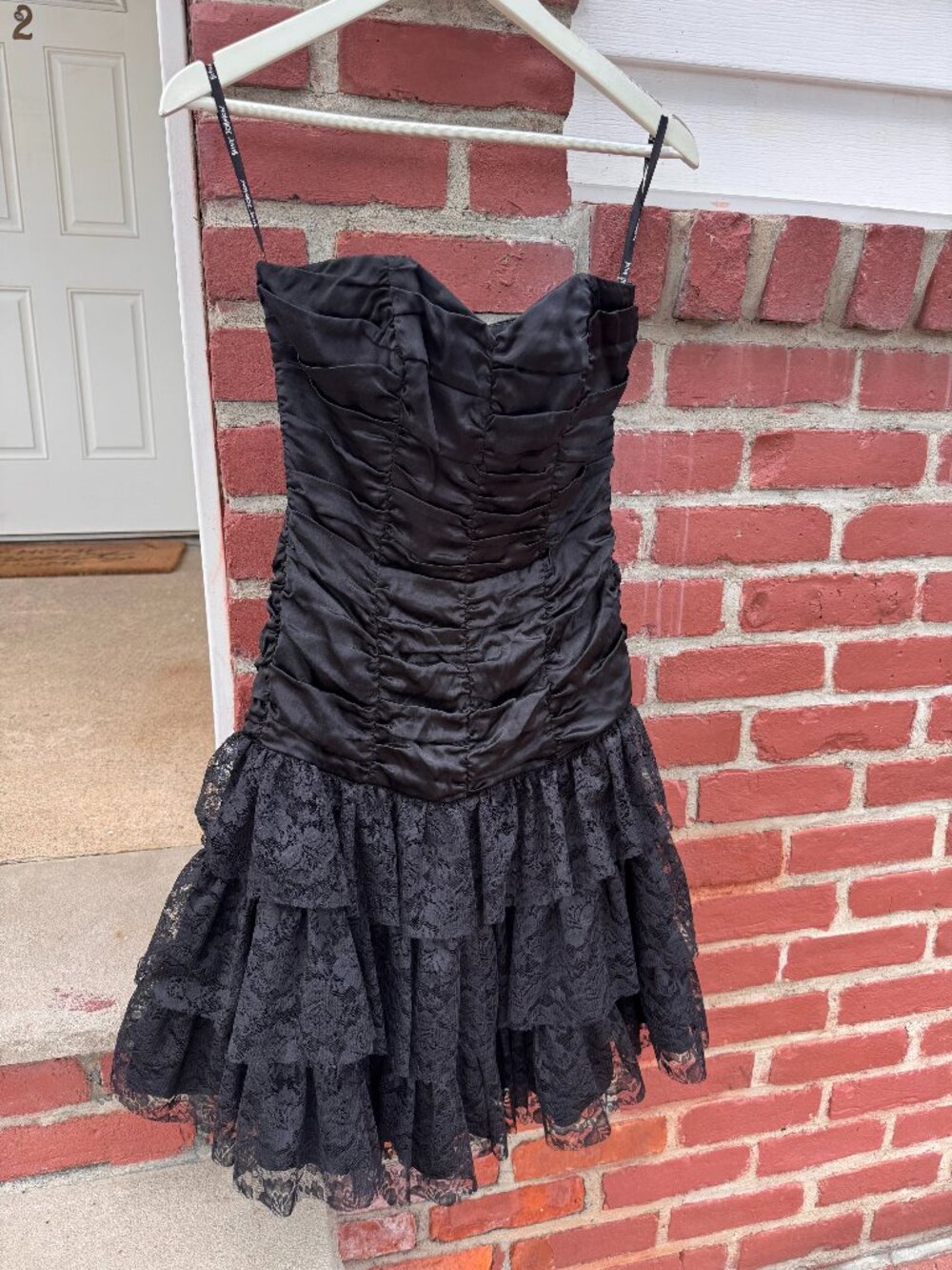 Betsey Johnson Vintage Cocktail Evening Black Tiered Dress Silk 4 Punk Goth Emo